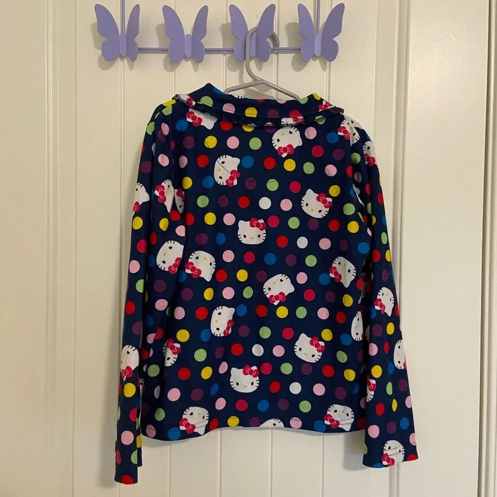 Hello Kitty girl’s polka dot print button up pajama shirt — size‎ 7/8